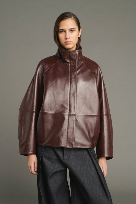 Veste Gamma - Bordeaux - Cuir - Femme