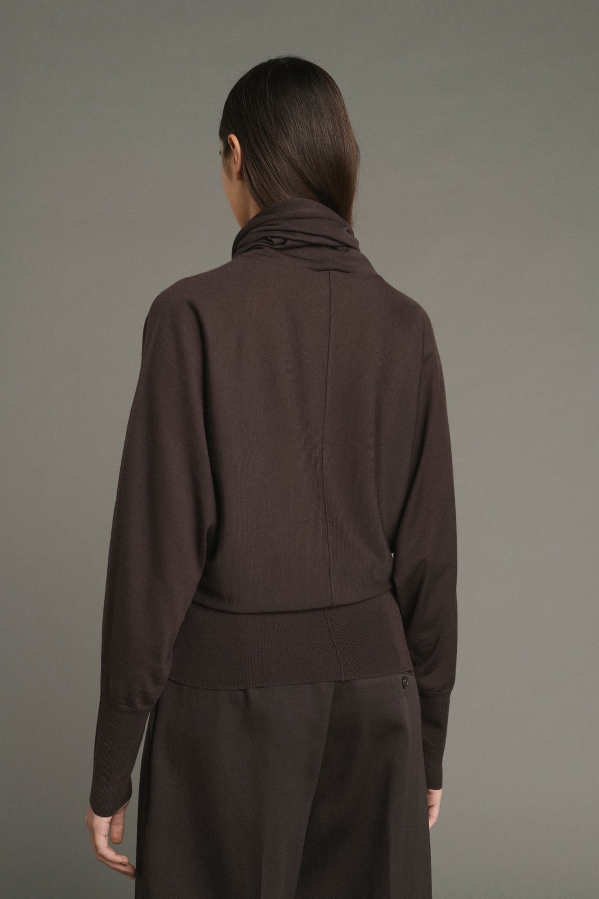 Pull Lindsay - Chocolat - Laine Mérinos - Femme vue 2