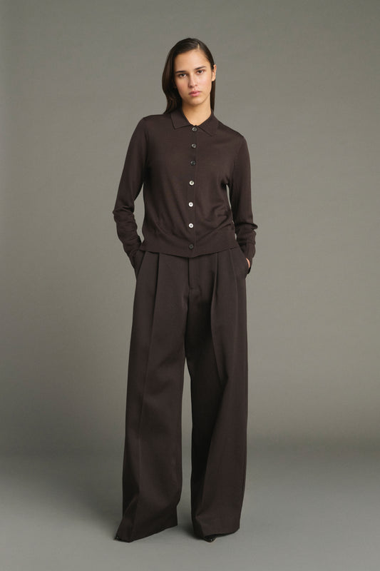 Cardigan Hailey - Chocolat - Laine Mérinos - Femme