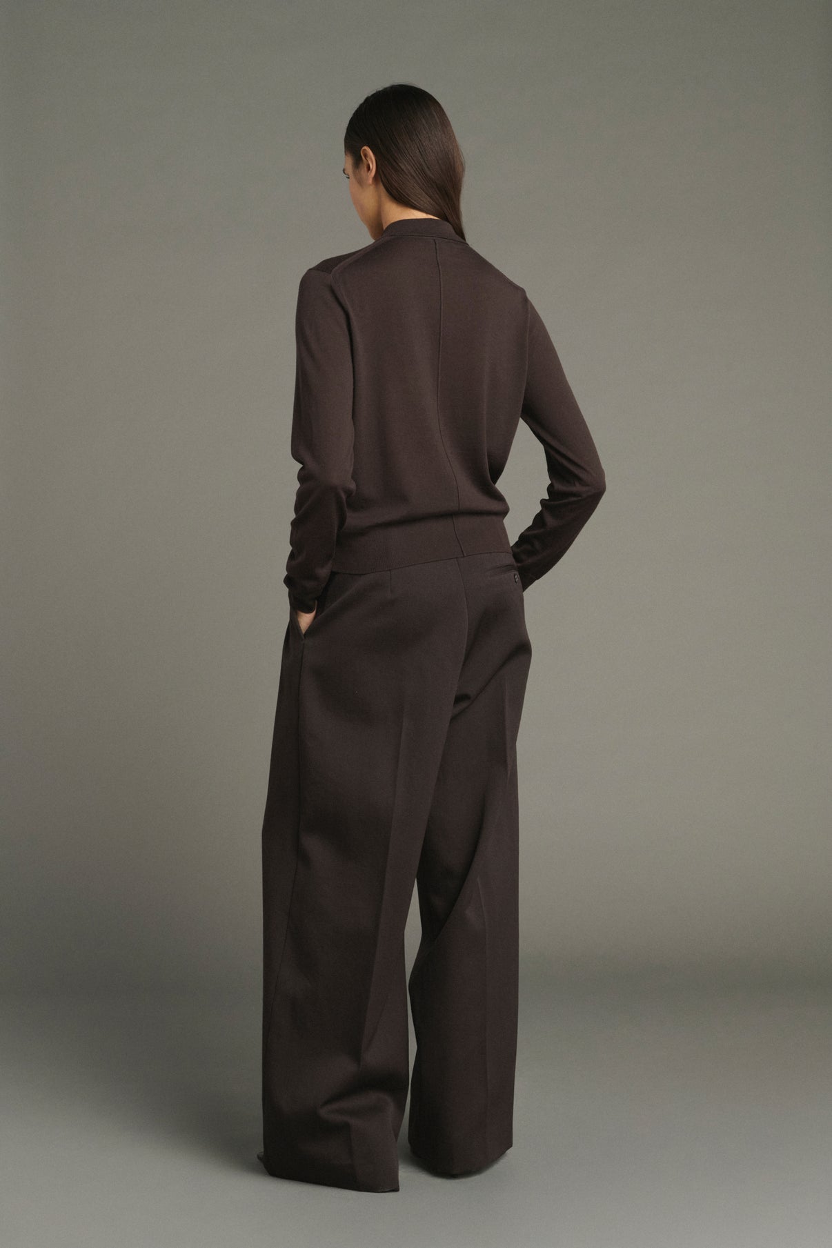 Hailey Cardigan - Chocolate - Merino Wool - Women vue 2