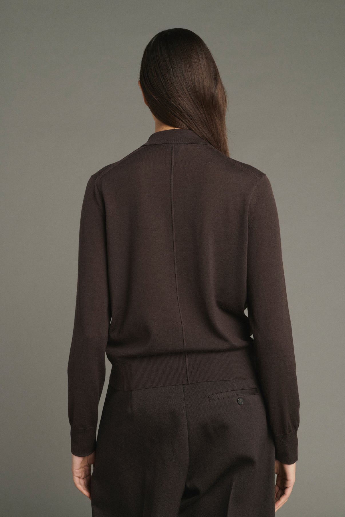 Hailey Cardigan - Chocolate - Merino Wool - Women vue 4