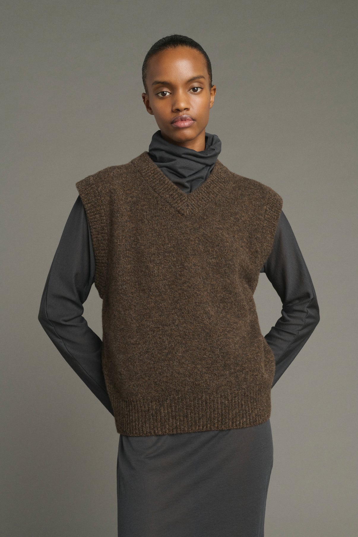 Maglione Karl - Marrone Chiné - Lana Merino - Donna vue 3