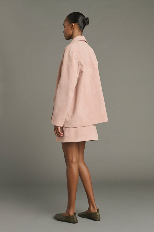 Veste Lorenzo - Vieux Rose Croûte de Cuir Femme - Soeur