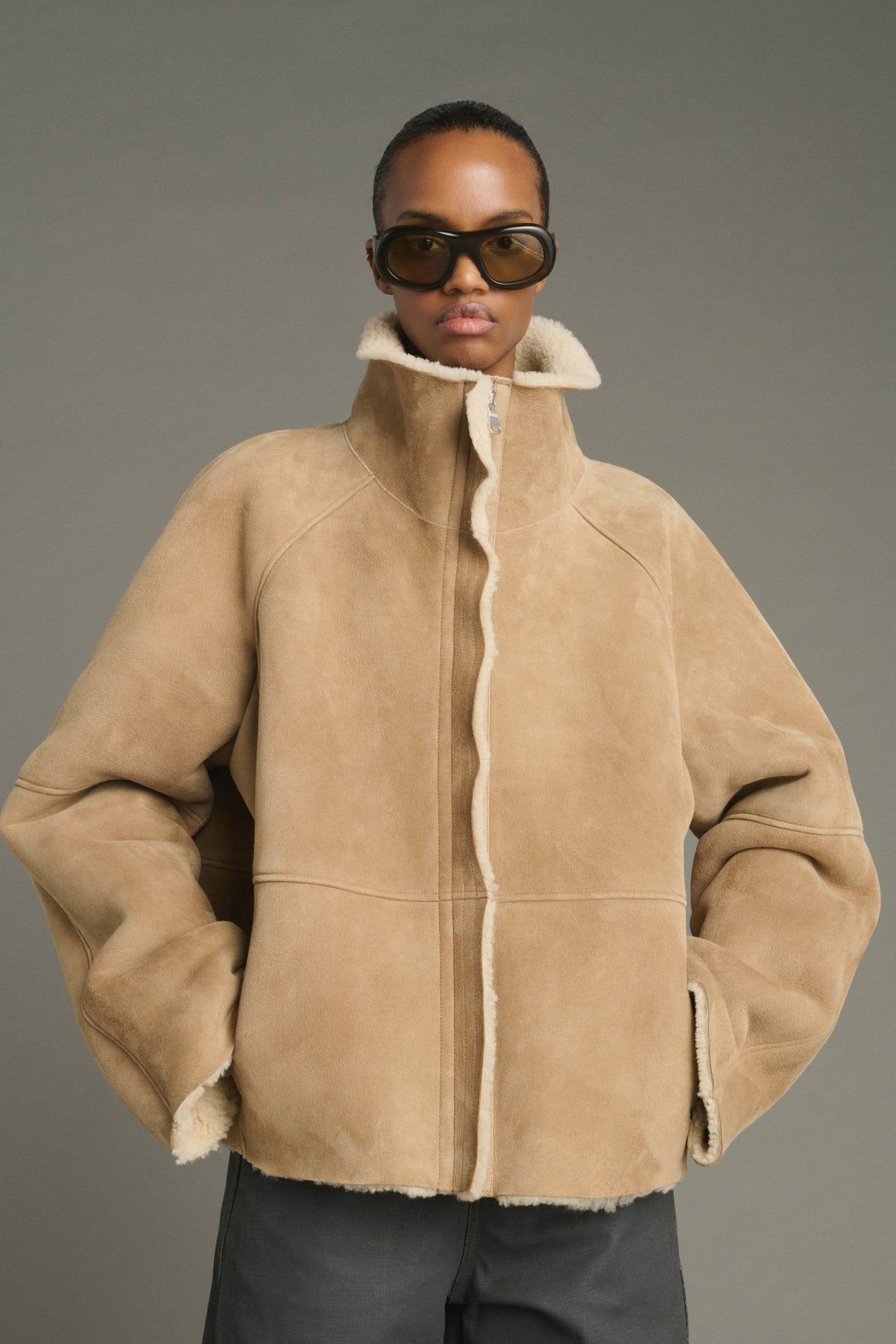 Mantel Kleber - Beige - Leder - Damen vue 3