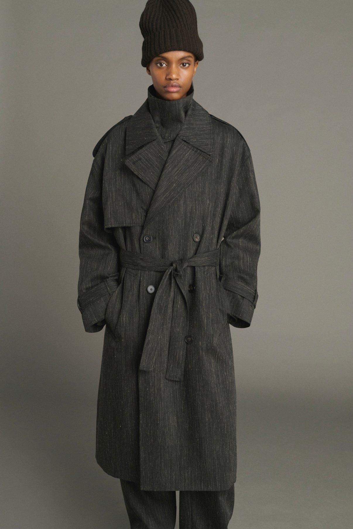 Trench Jourdain - Gris Anthracite - Laine - Femme vue 2