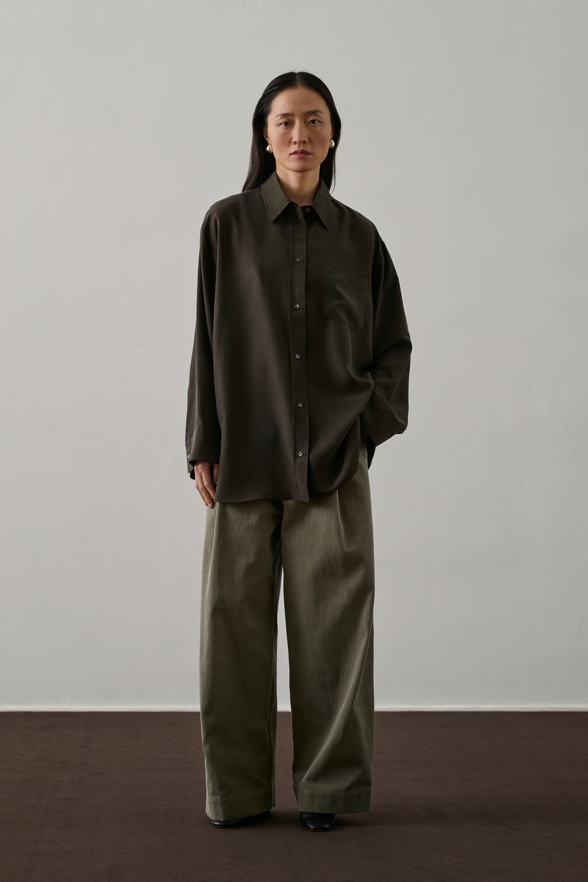Chemise Francesca - Kaki Foncé - Soie - Femme vue 1