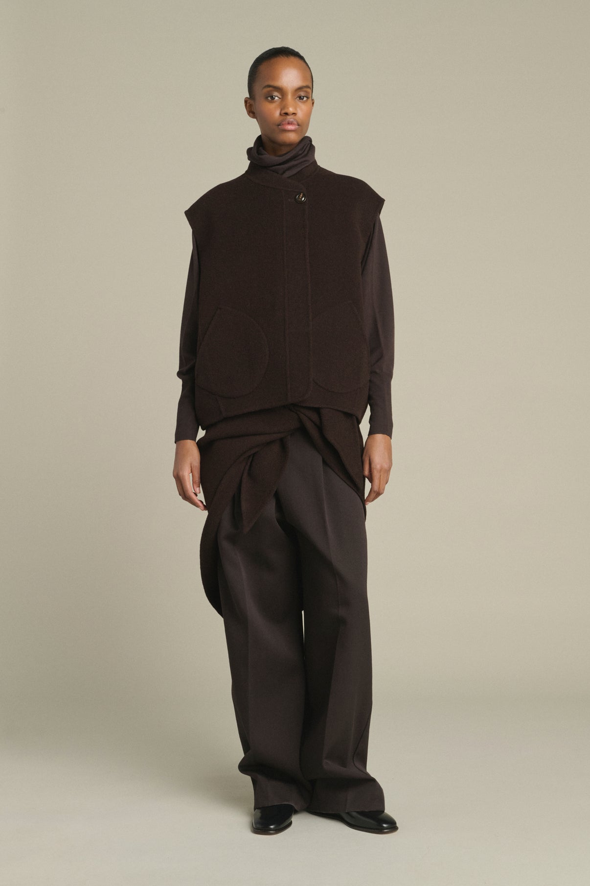 Jacket Adeline - Dark Brown - Wool - Women vue 1