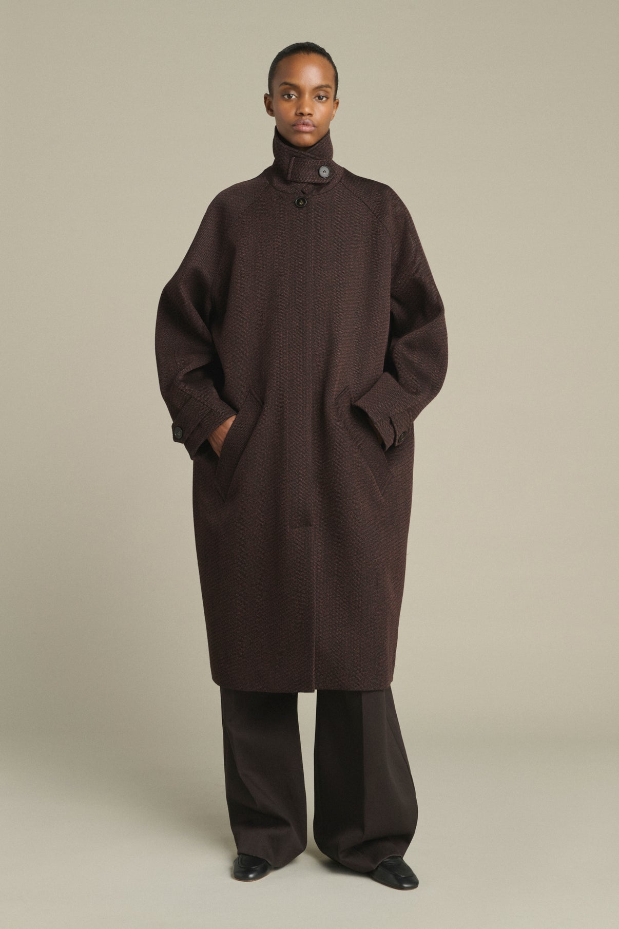 Manteau Leandre - Marron/Noir - Laine - Femme vue 3
