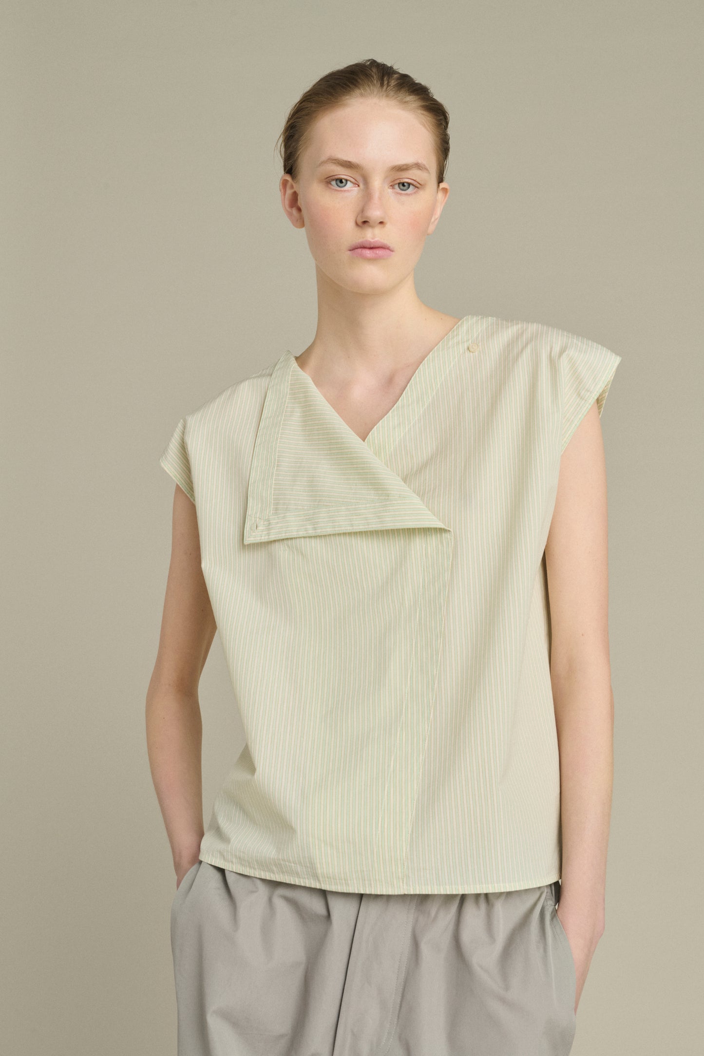 Blusa Lorena - Verde/Écru - Cotone - Donna