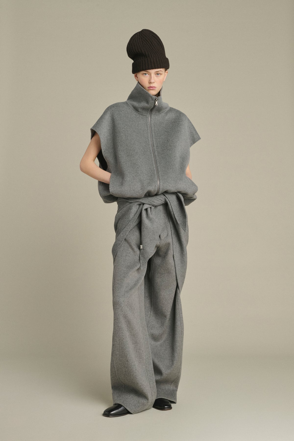 Giubbotto Juno - Grigio Chiaro Lana Double Face Donna - Soeur vue 5