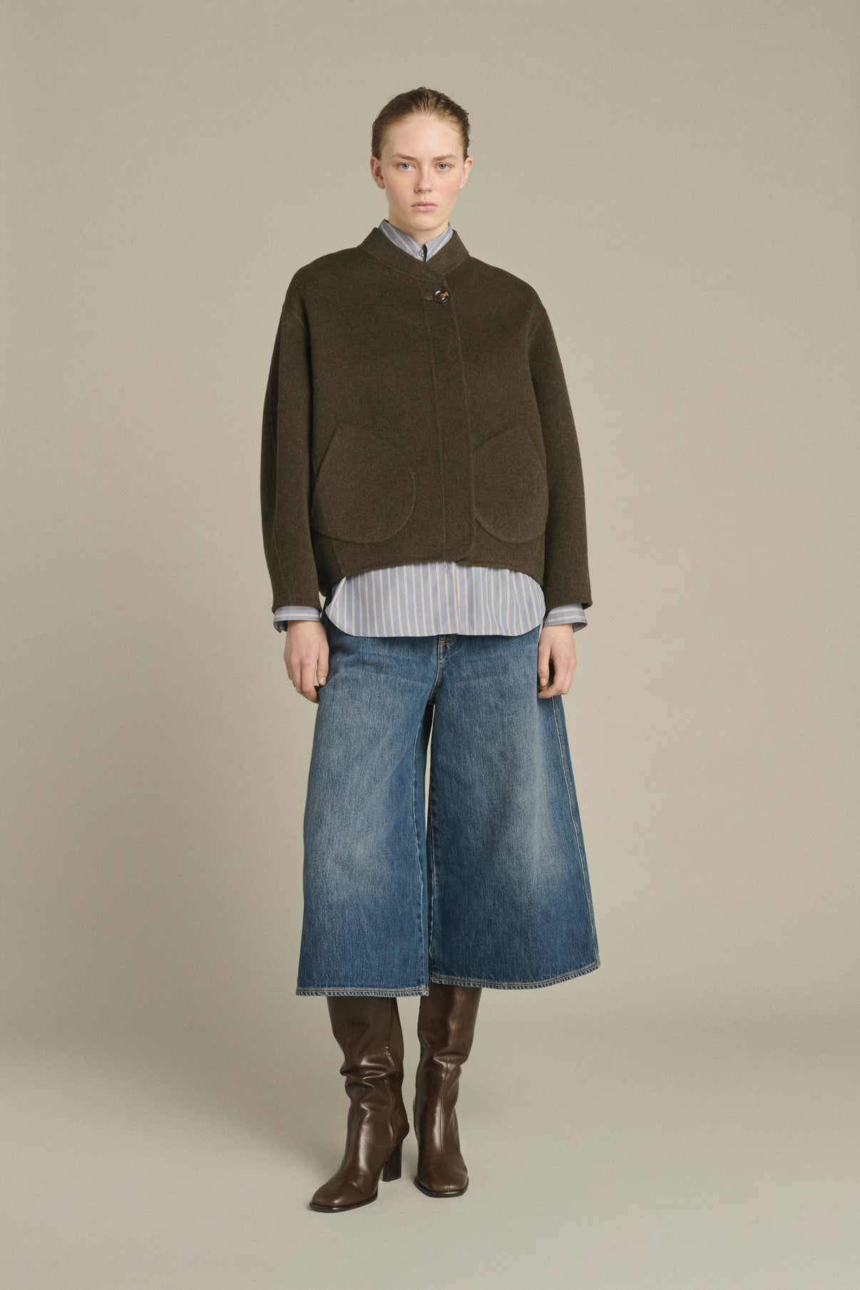 Windsor Coat - Khaki Marl - Wool - Women vue 1
