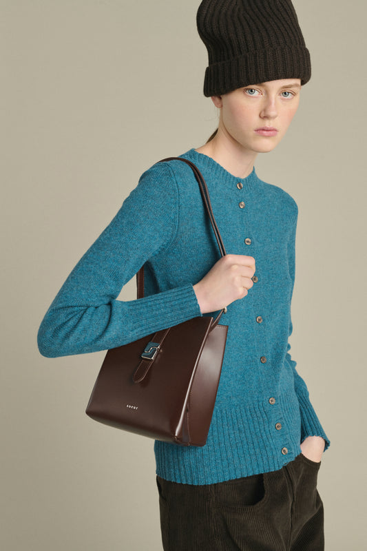 Sac Bello Mini - Marron Chaud Cuir Box Seau - Soeur