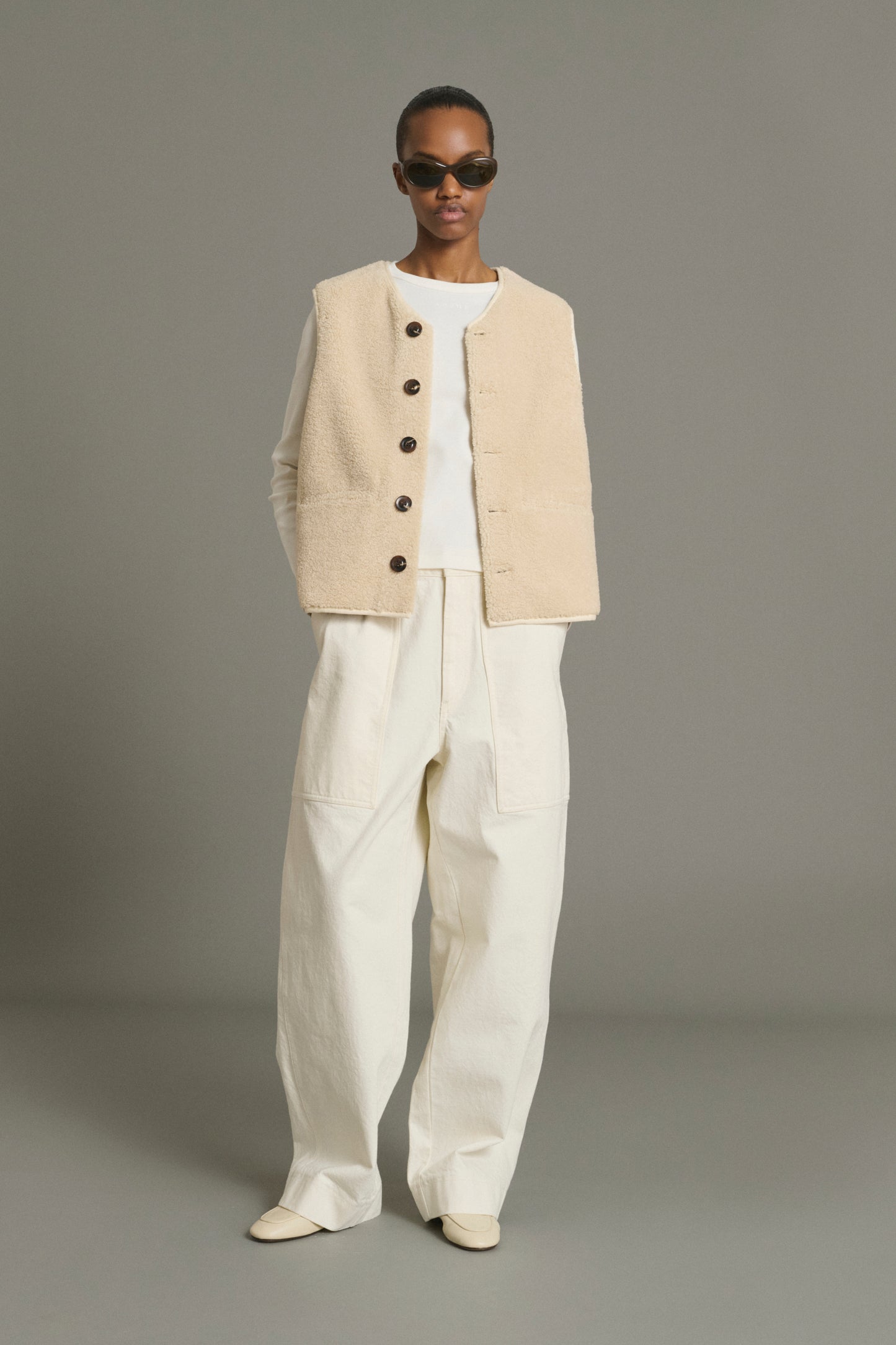 Gilet Fusil - Écru Fausse Fourrure Femme - Soeur