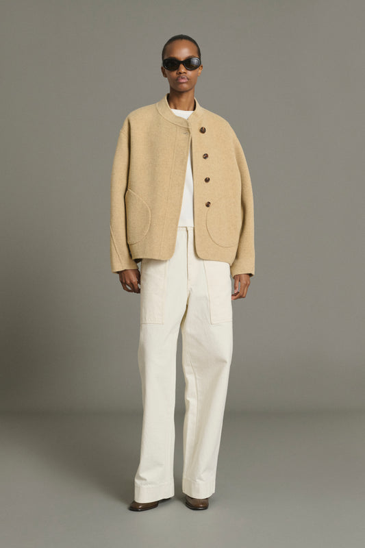 Mantel Windsor – Beige Meliert Kurze Wollmäntel Damen – Soeur