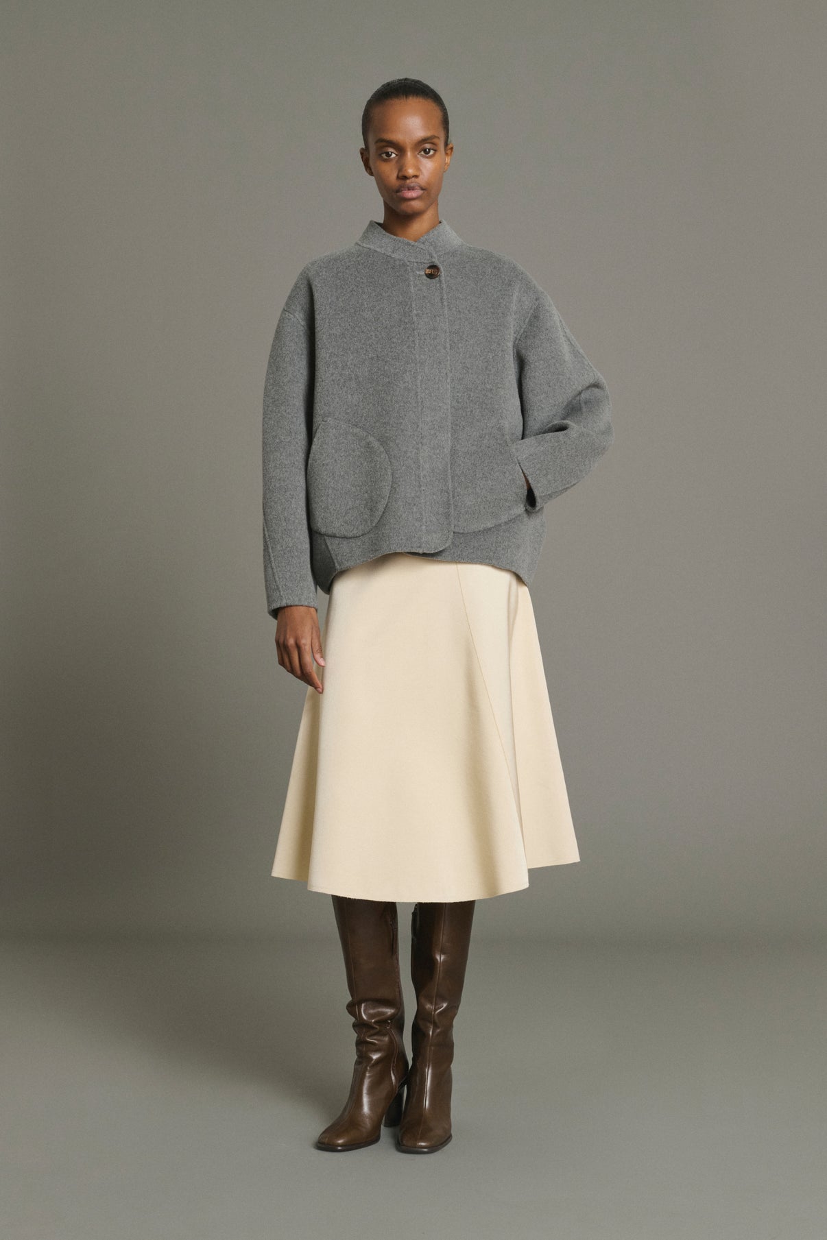 Mantel Windsor – Hellgrau – Wolle – Damen vue 4