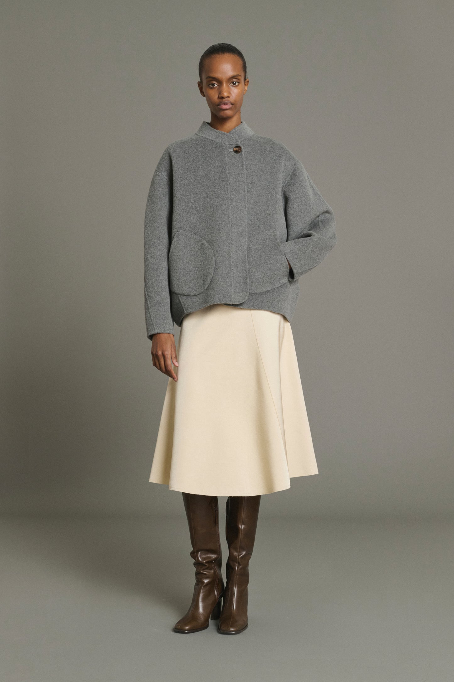 Mantel Windsor – Hellgrau – Wolle – Damen