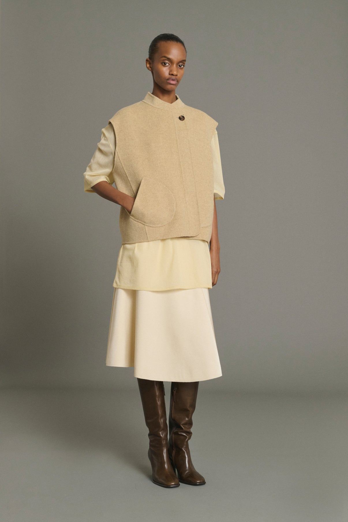 Adeline Jacket - Beige Marl Wool Women's - Soeur vue 4