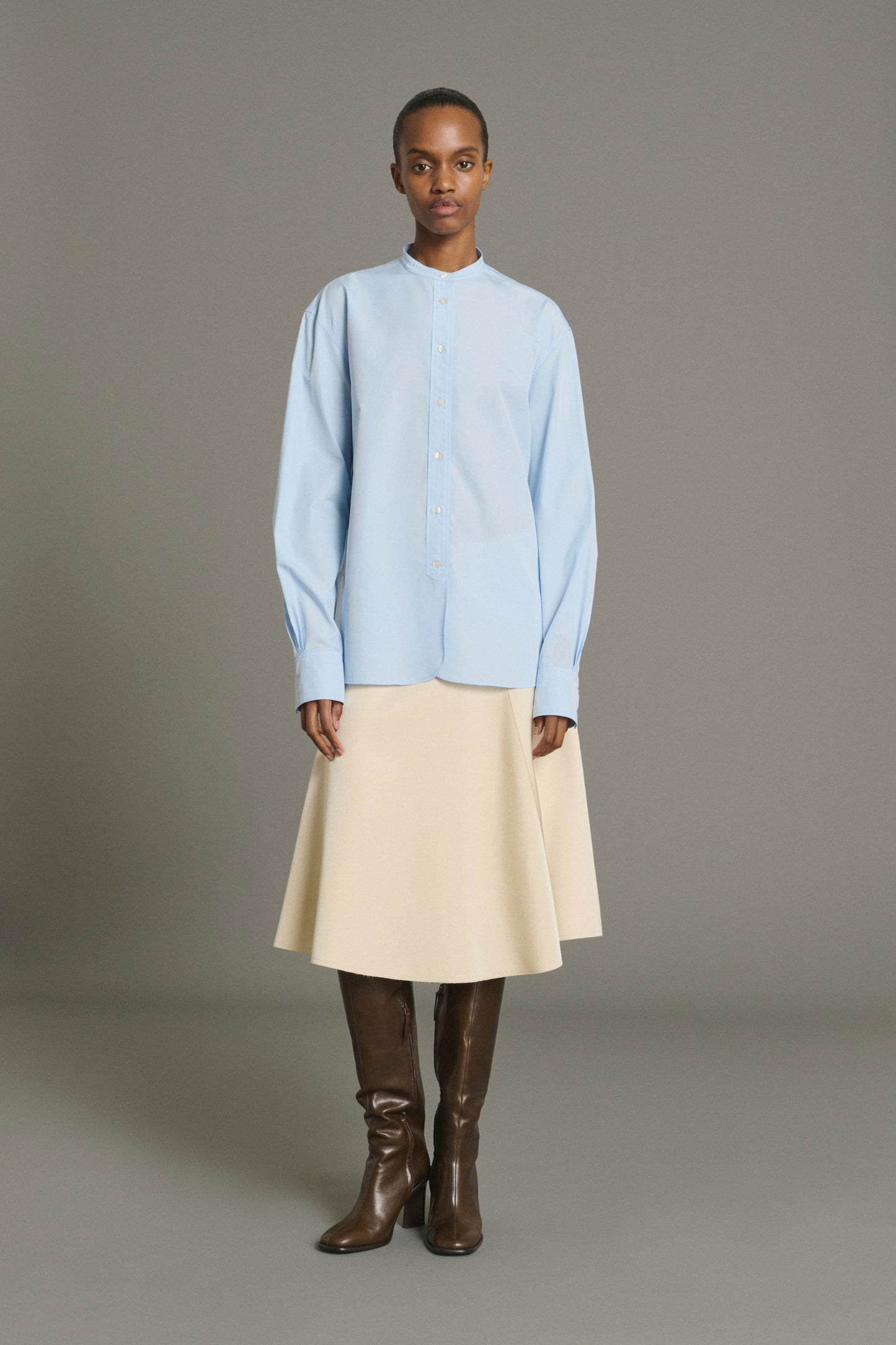 Bermudes Shirt - Sky Blue Organic Poplin Women - Soeur