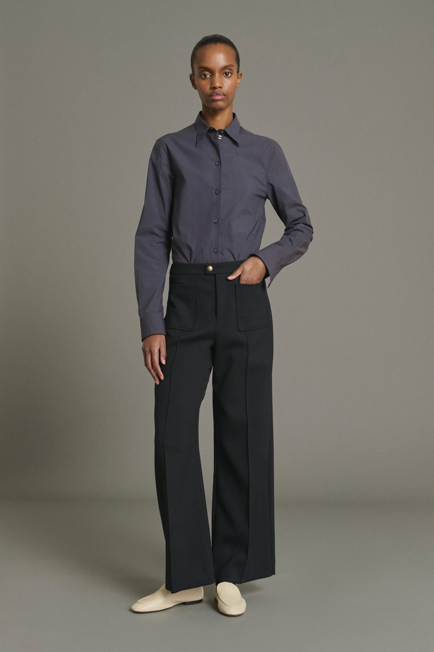 Pantaloni Harry - Nero Lana Svasato 7/8 Donna - Soeur
