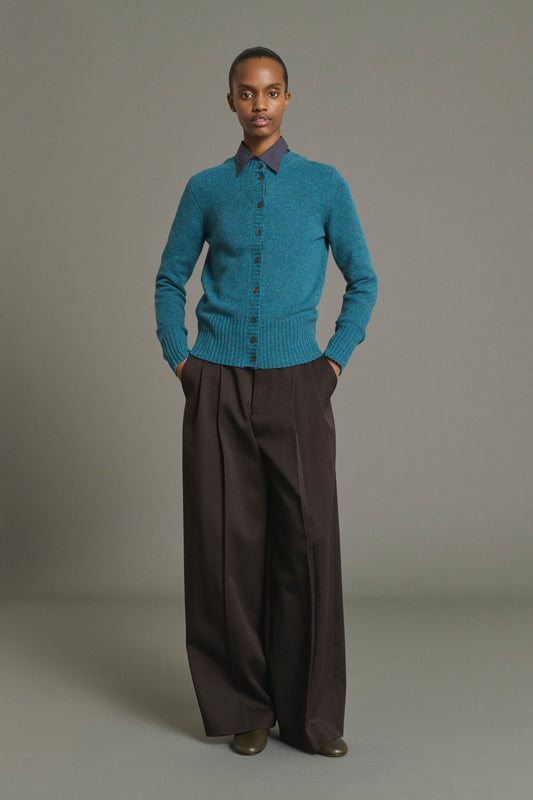 Cardigan Fugu - Persischblau - Merinowolle - Damen