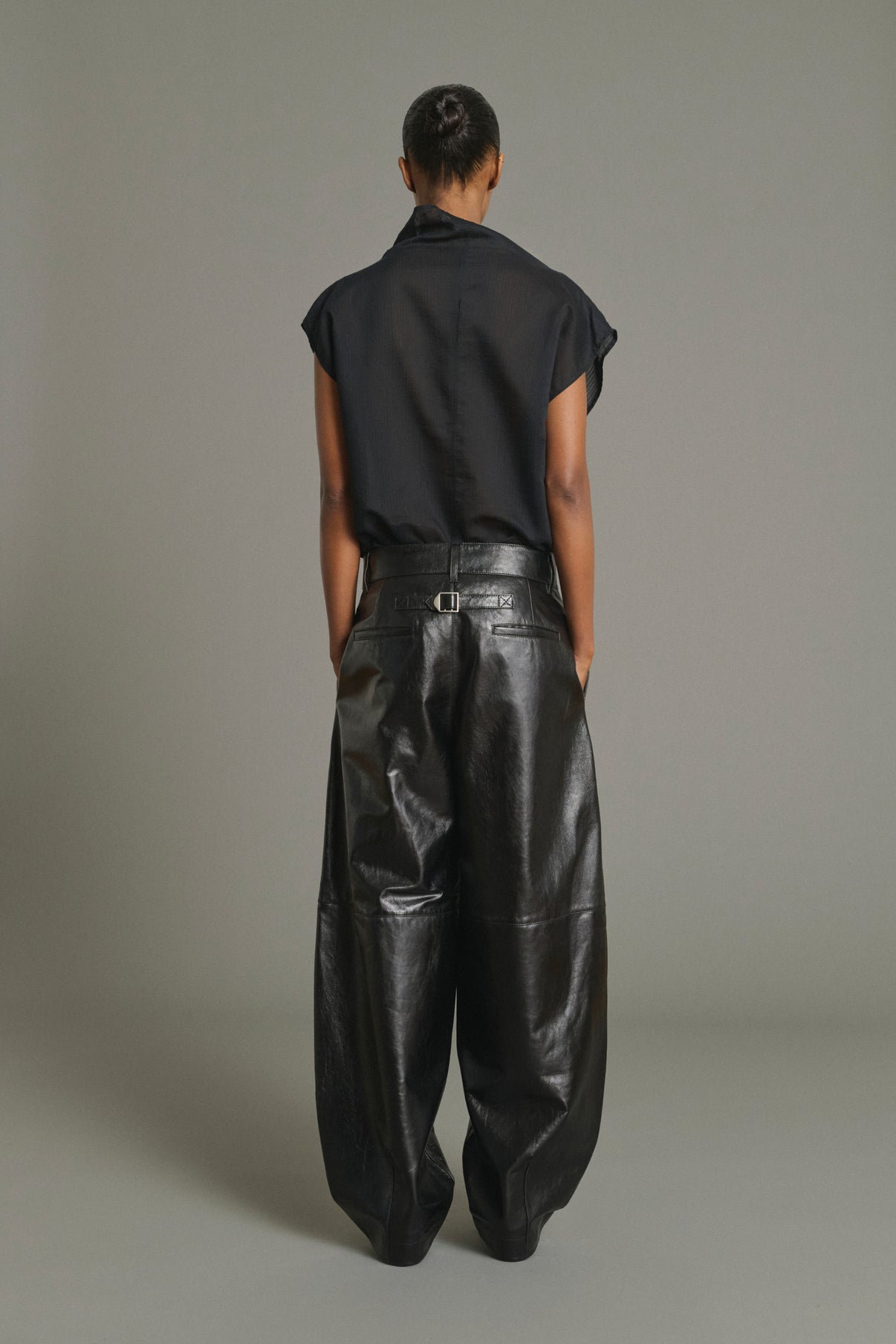 Hose Julien - Schwarz - Leder - Damen vue 2