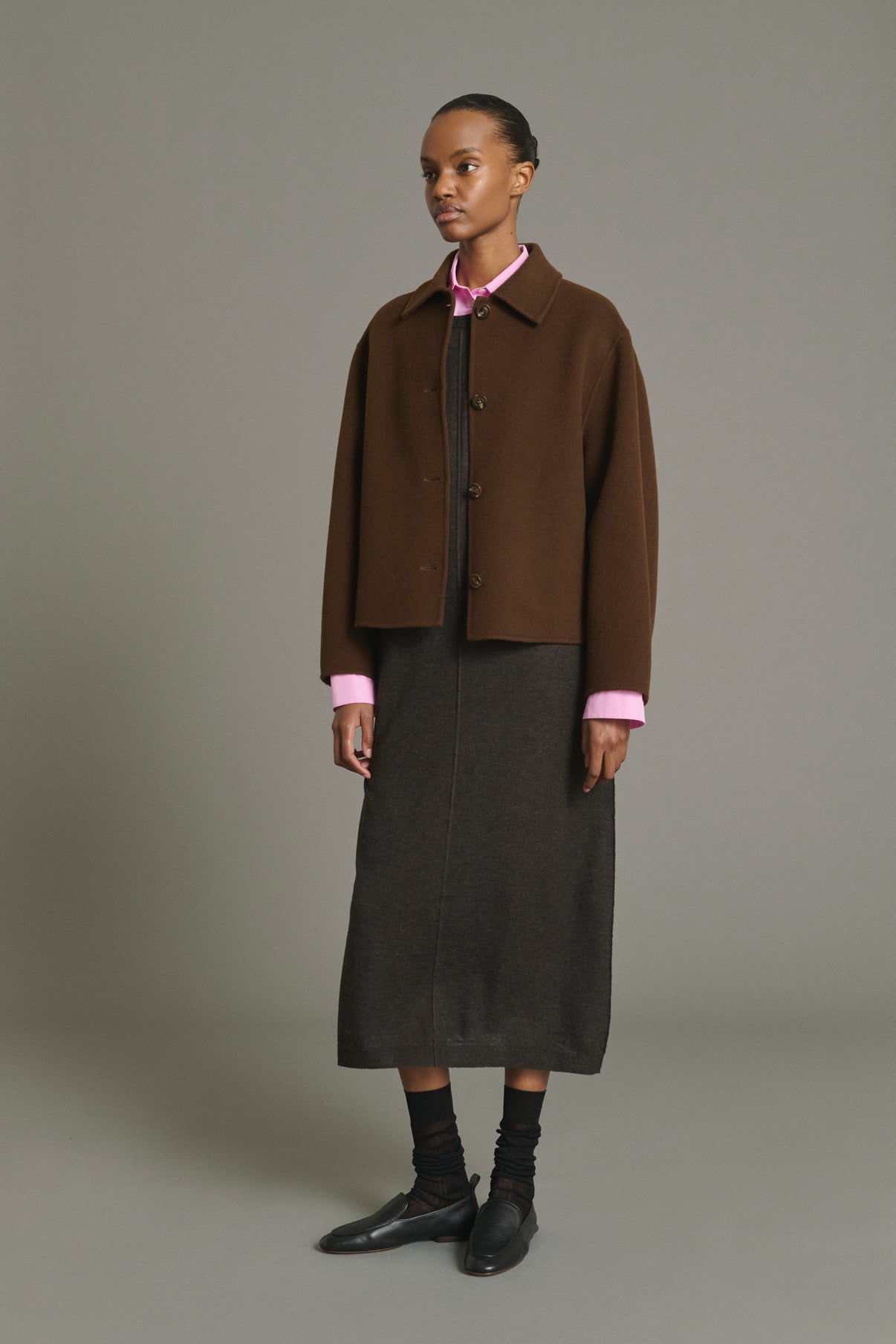Gyoda Coat - Chocolate - Wool - Women vue 1