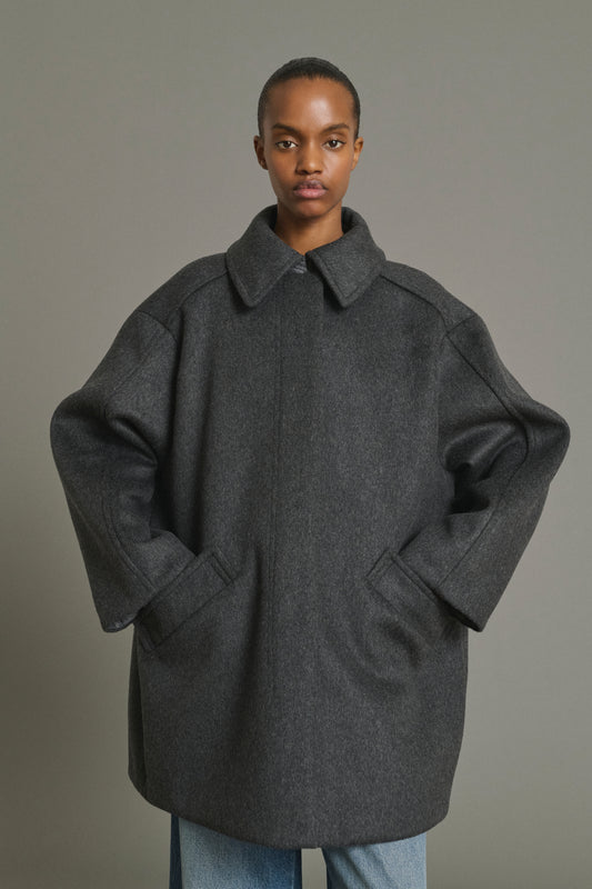 Cappotto Kasper - Antracite Melange - Lana - Donna