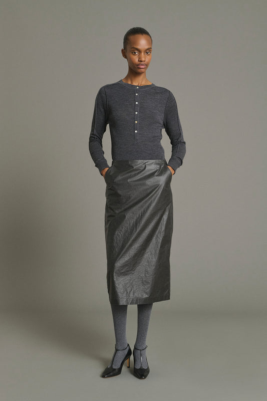 T-shirt Laos - Grigio Antracite - Lana - Donna