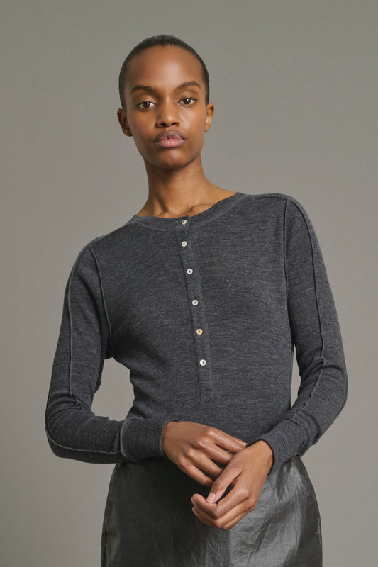 T-shirt Laos - Grigio Antracite - Lana - Donna