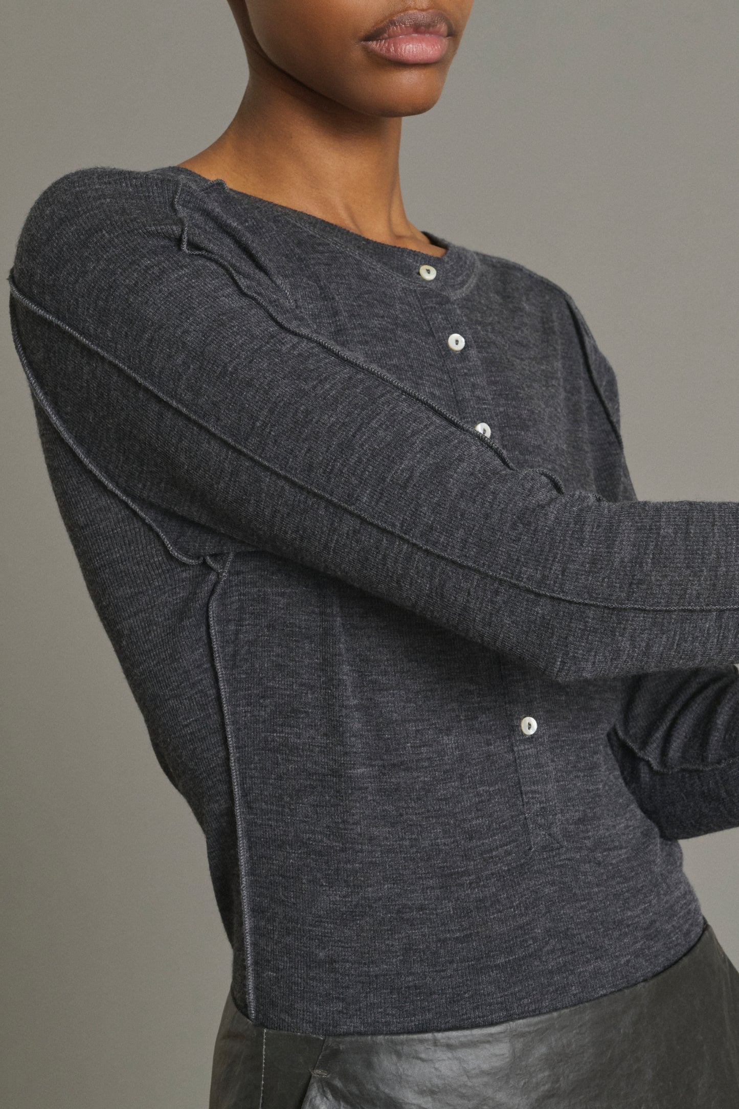 Tee-Shirt Laos - Gris Anthracite - Laine - Femme