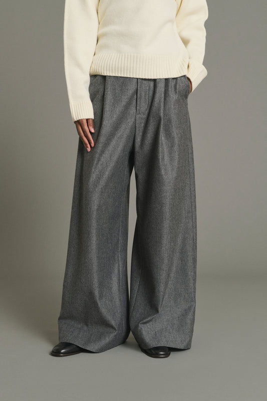 Pantaloni Hugues - Grigio Melange - Lana - Donna