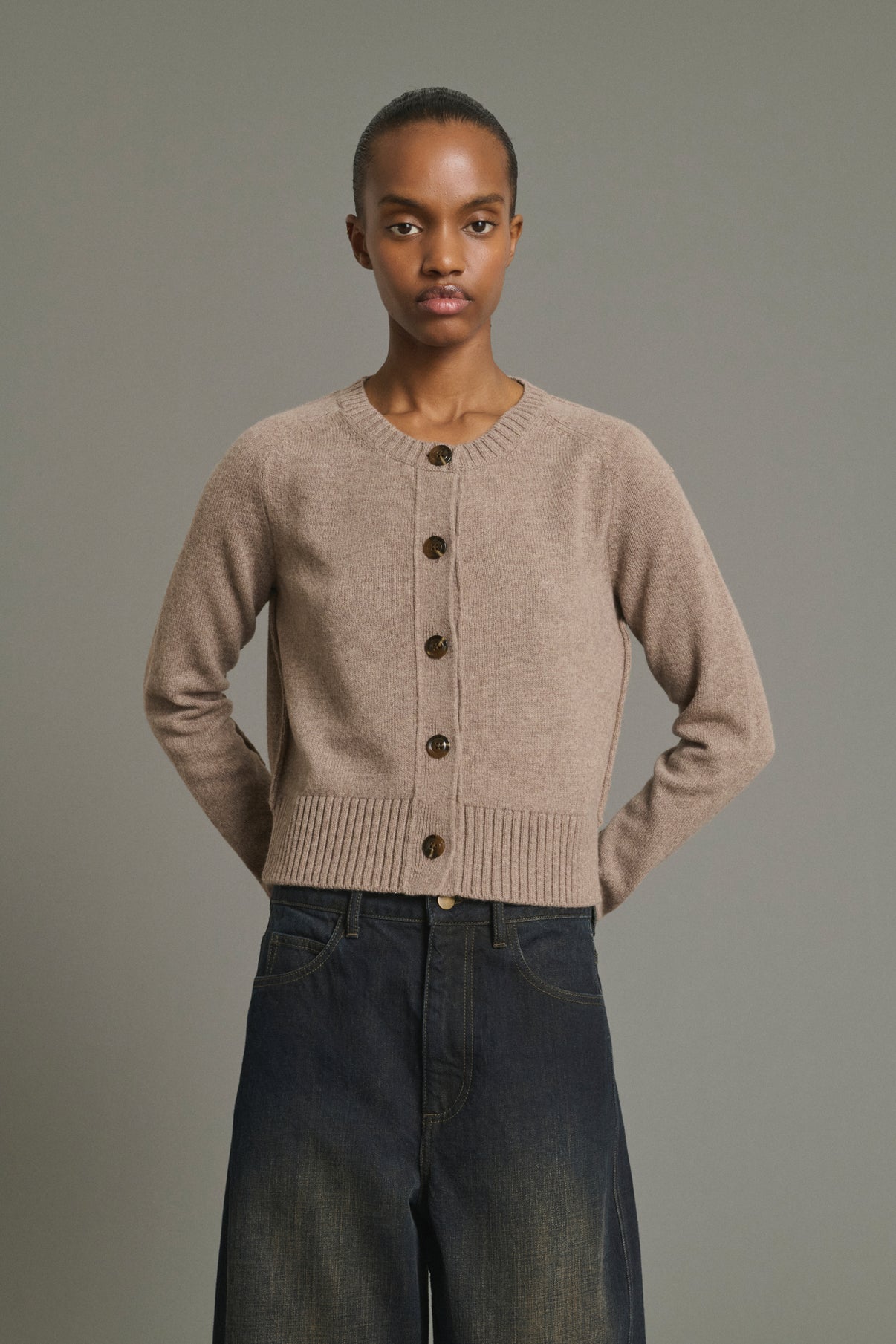 Cardigan Virginia - Beige Melange - Lana Merino - Donna vue 1