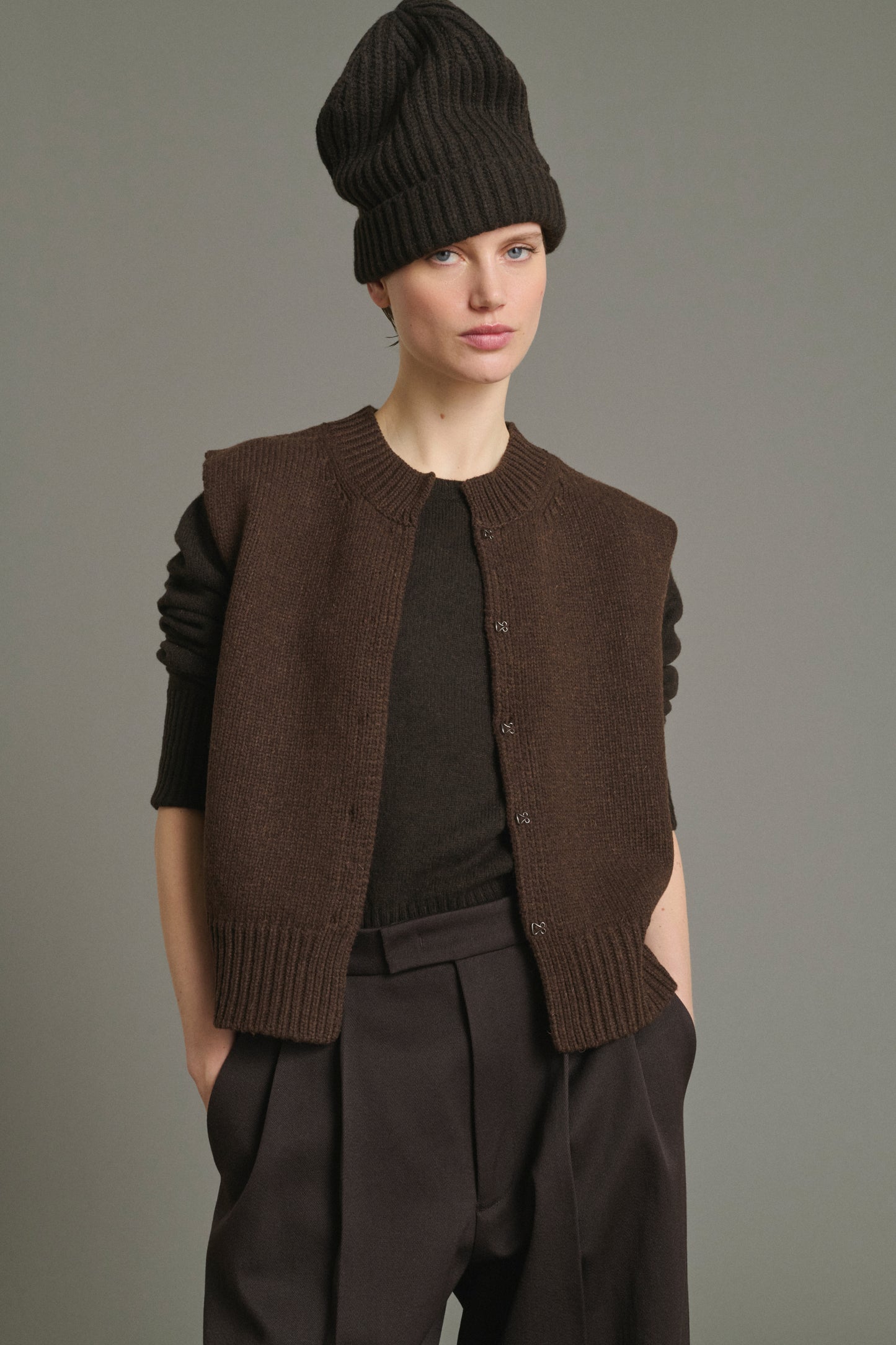 Cardigan Kalyanee – Schokolade – Wolle – Damen