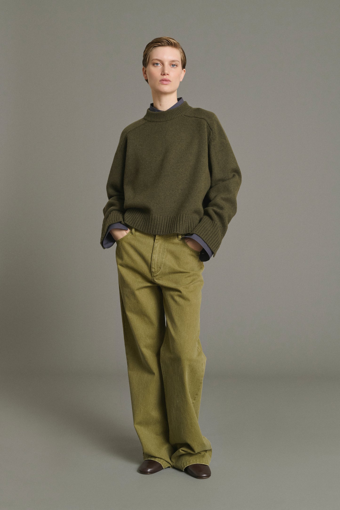 Pullover Will – Kaki Chiné – Merinowolle – Damen
