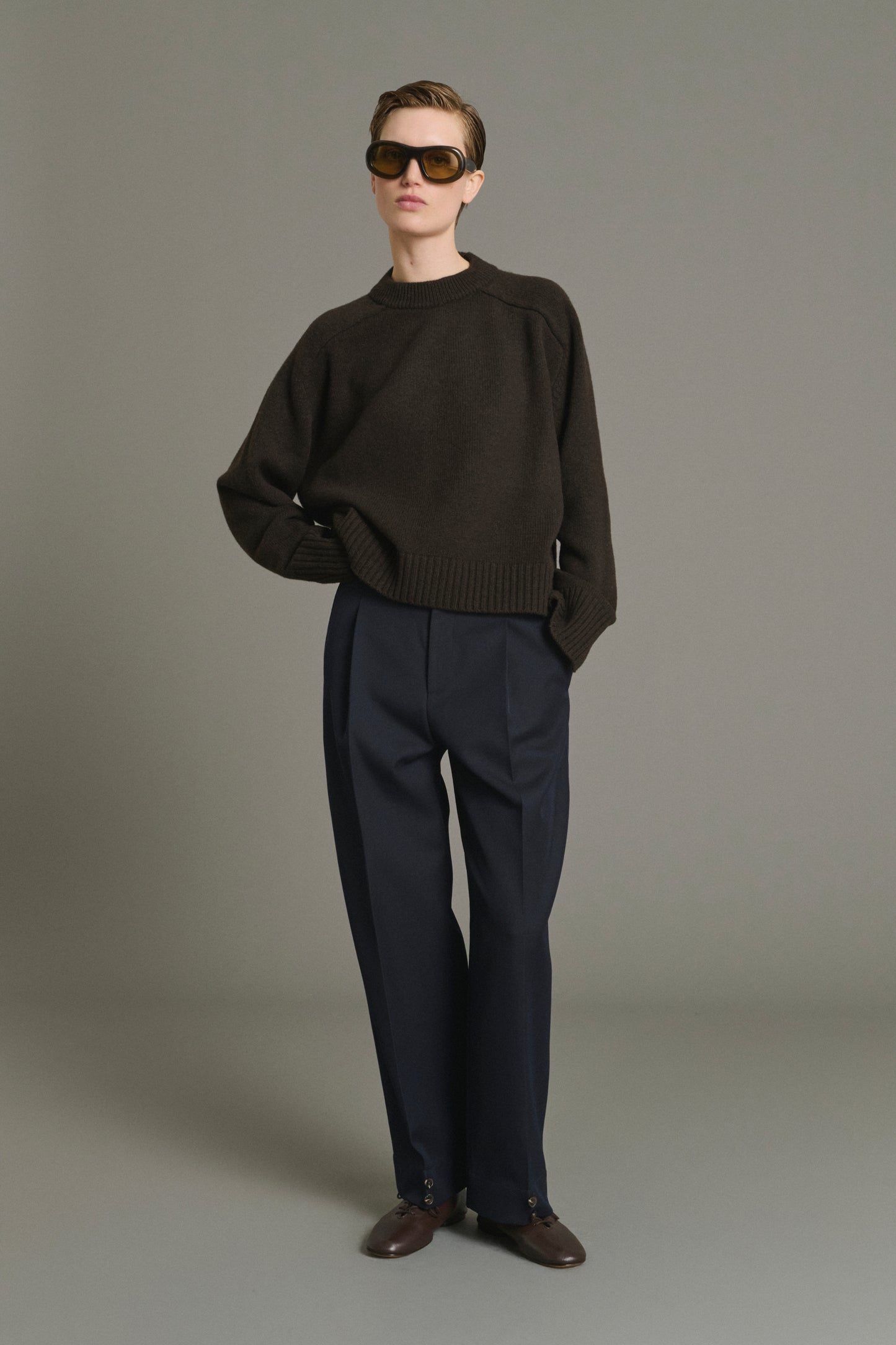 Pantalon Felix - Navy Laine à Pinces Femme - Soeur