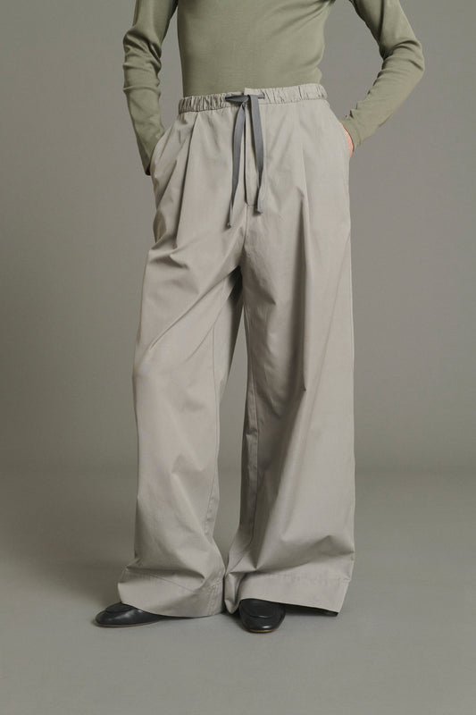 Pantaloni Hugues - Grigi in popeline a gamba larga da donna - Soeur