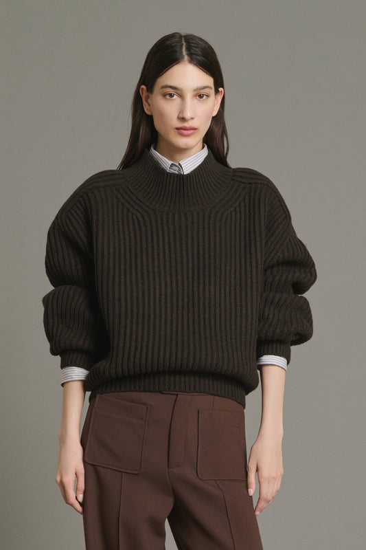 Maglione Flamand - Cioccolato - Lana Merino - Donna