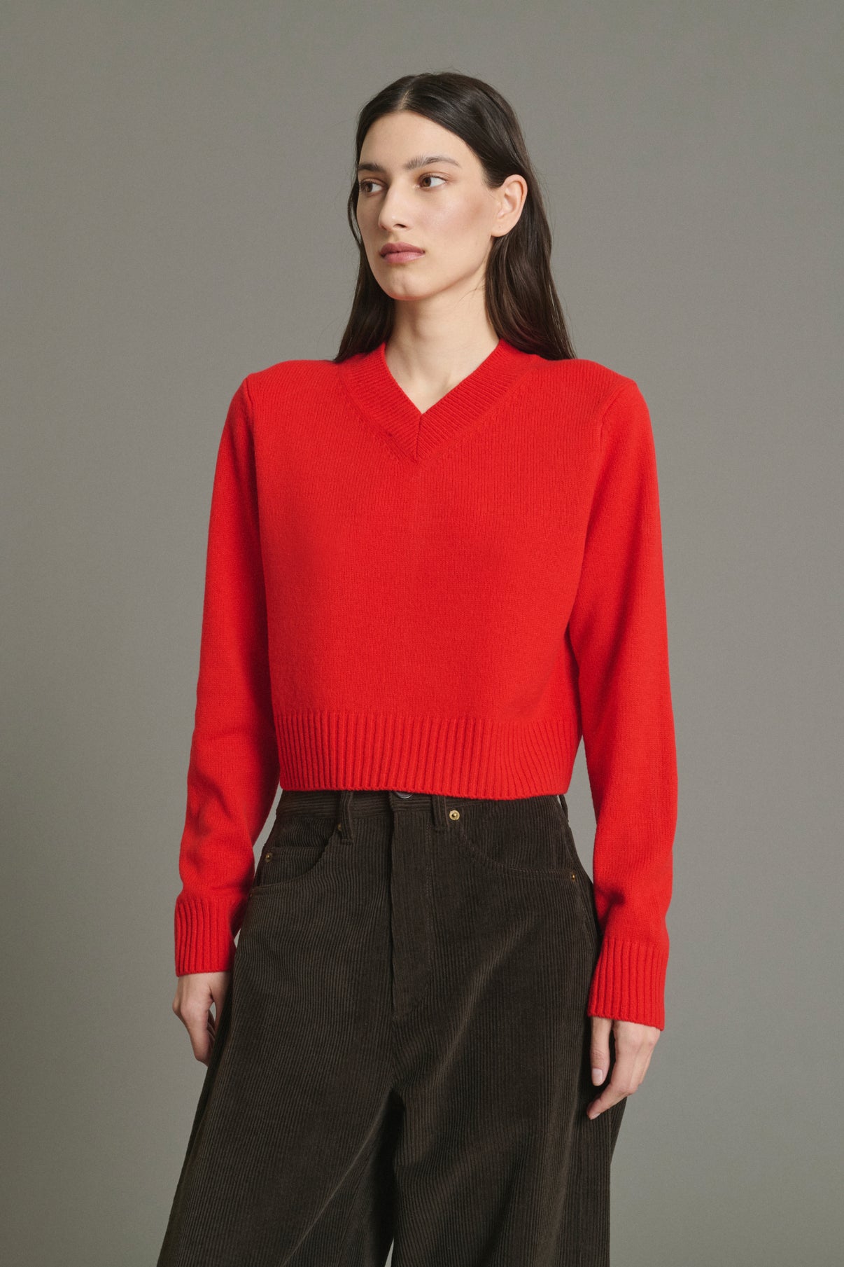 Pull Jonas - Rouge - Laine Mérinos - Femme vue 3