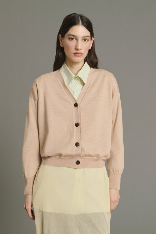 Cardigan Idem – Beige-Rosa – Merinowolle – Damen