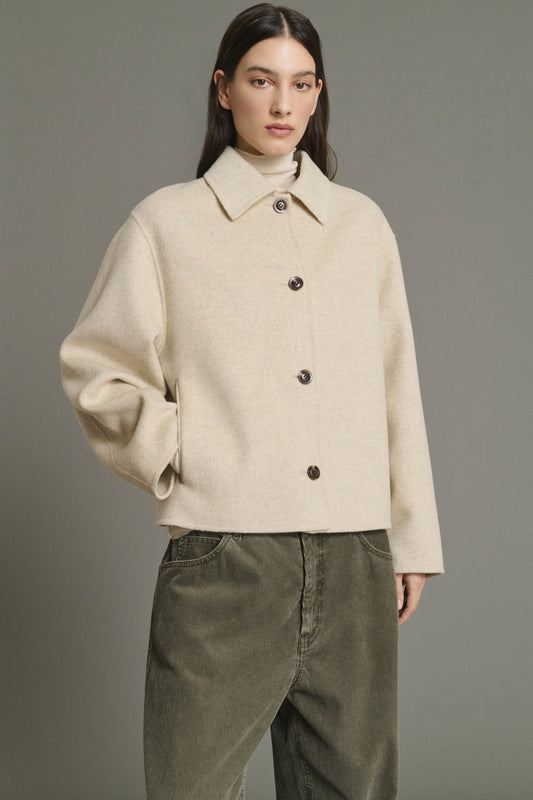 Manteau Gyoda - Écru/Gris - Laine - Femme