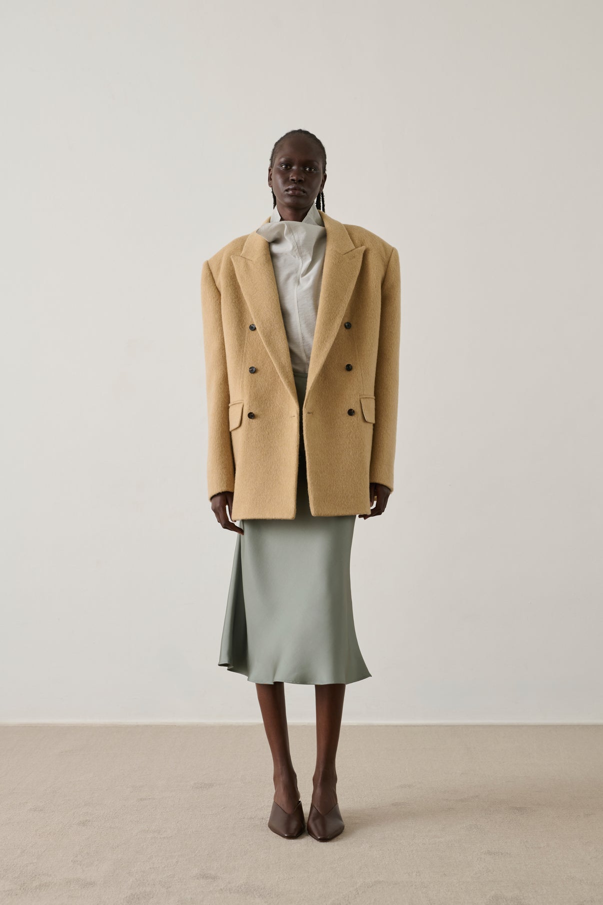 Manteau Helga - Beige Lainage Gratté Femme - Soeur vue 3