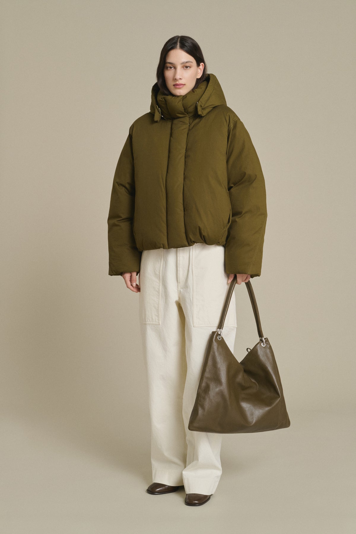 Cabas Gia - Kaki Cuir Lisse à Oeillets Femme - Soeur