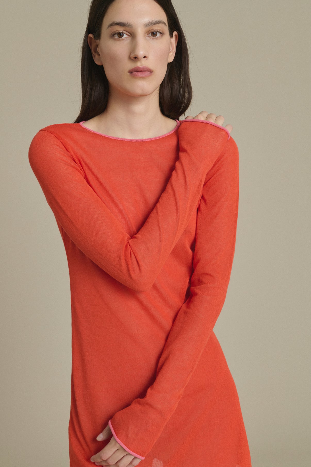Robe Irene mini rouge orangé en maille Soeur & TL180 - Soeur vue 2