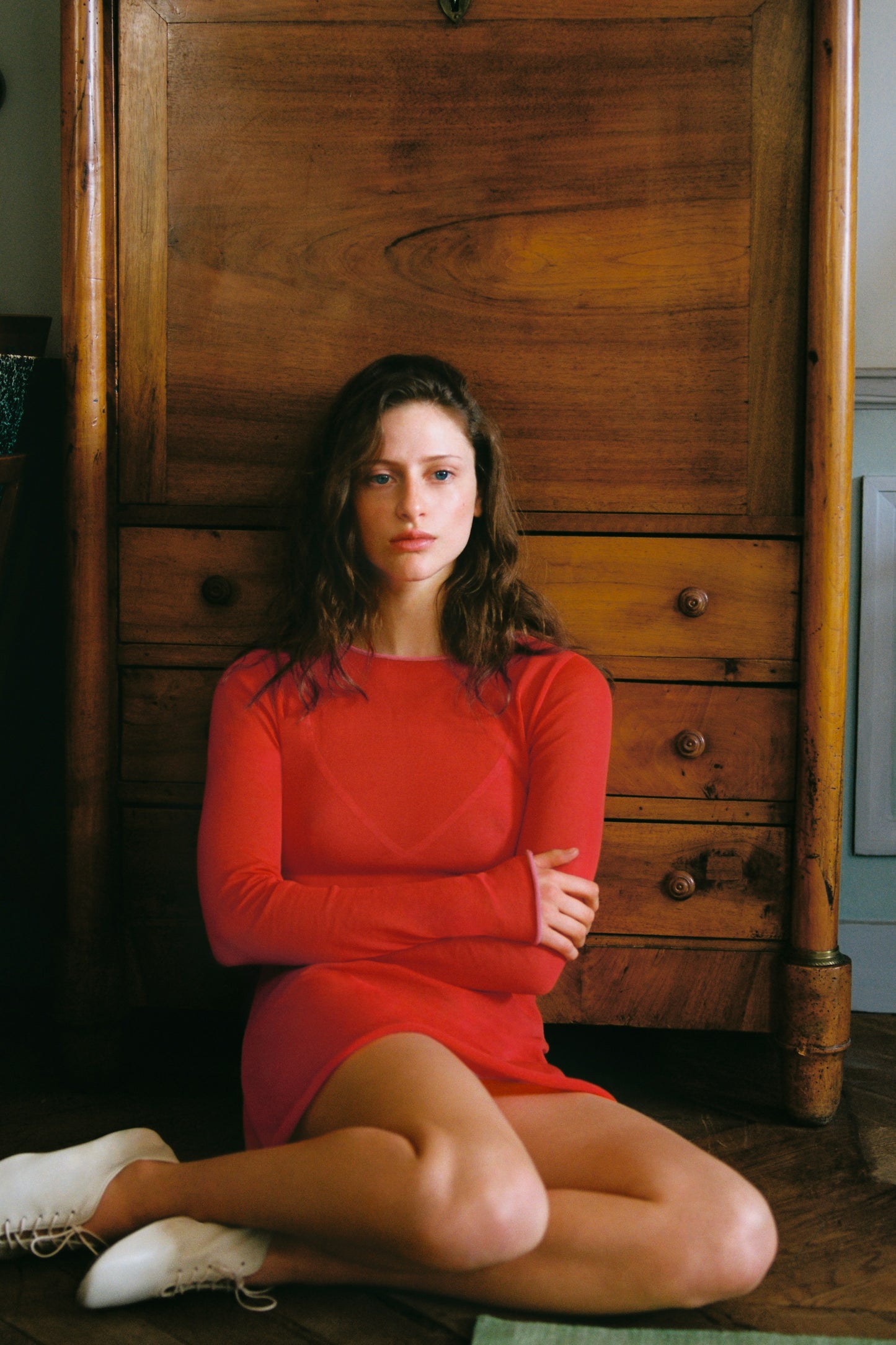 Robe Irene mini rouge orangé en maille Soeur & TL180 - Soeur