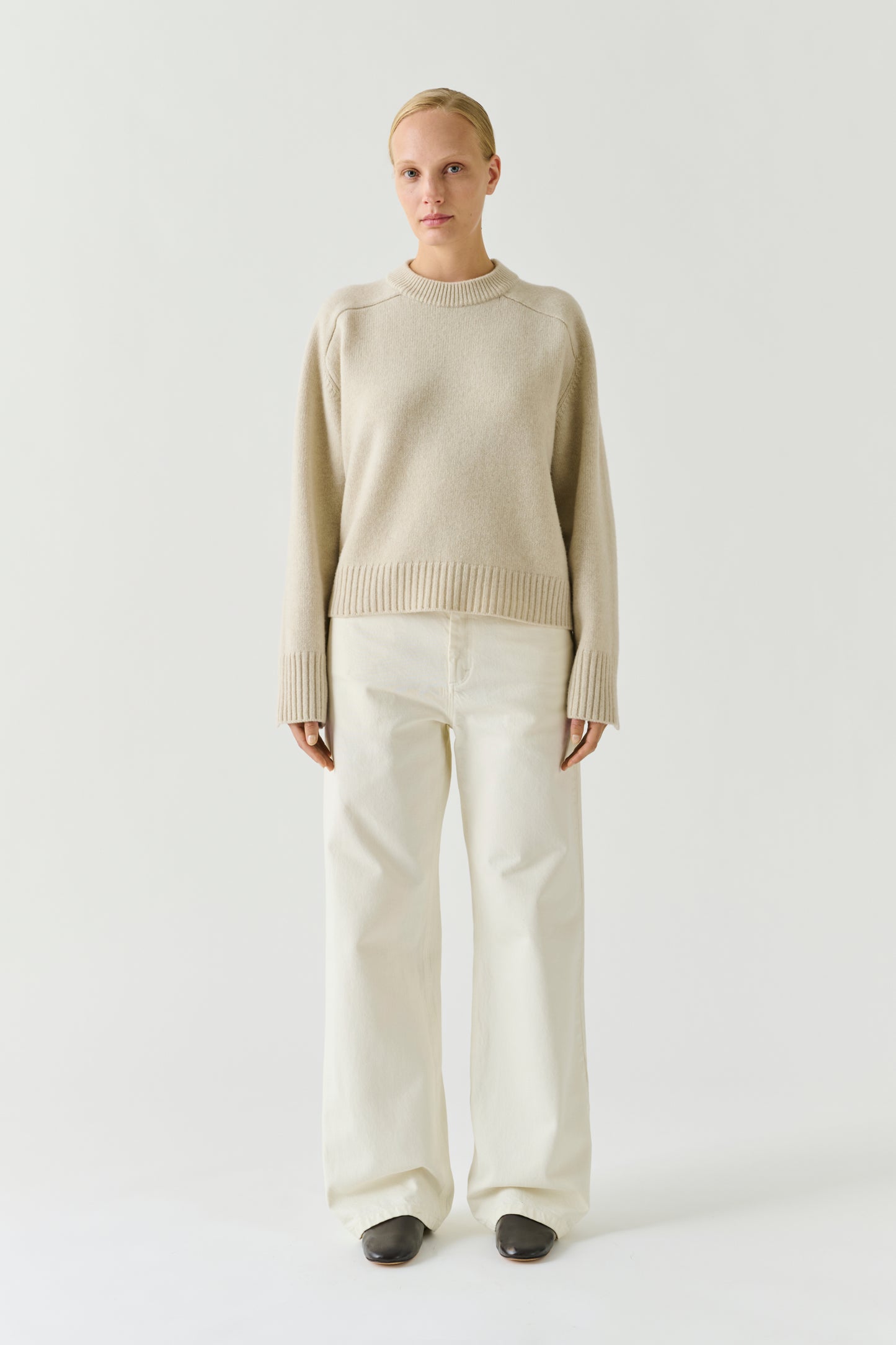 Pullover Will – Écru Meliert – Merinowolle – Damen