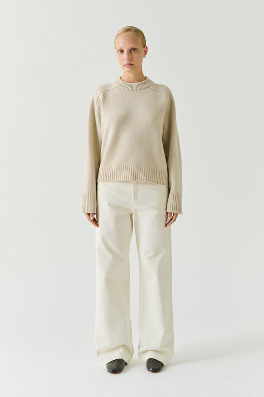 Pullover Will – Écru Meliert – Merinowolle – Damen