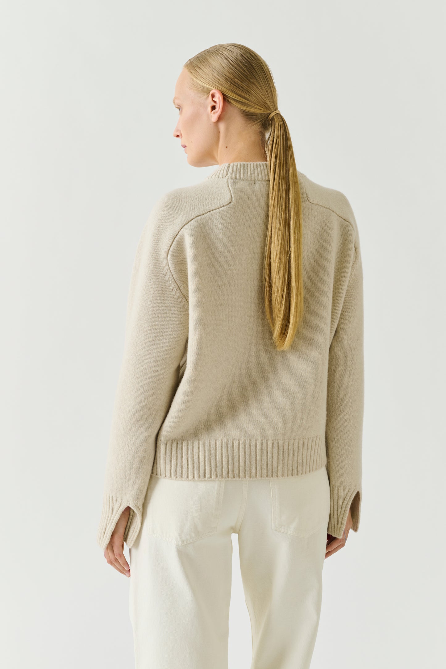 Pullover Will – Écru Meliert – Merinowolle – Damen