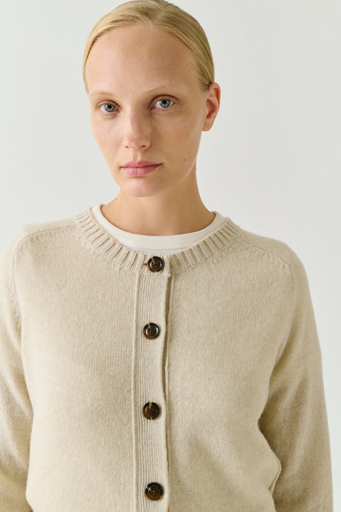 Cardigan Virginia - Écru Chiné - Laine Mérinos - Femme