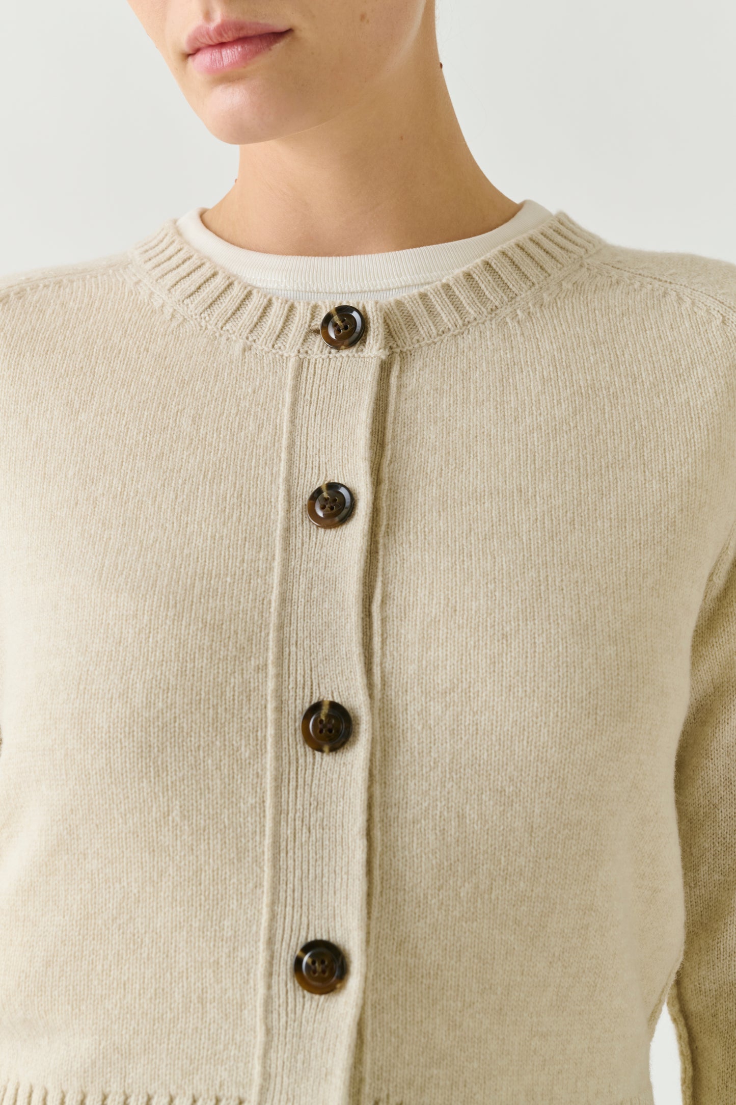 Cardigan Virginia - Écru Chiné - Laine Mérinos - Femme