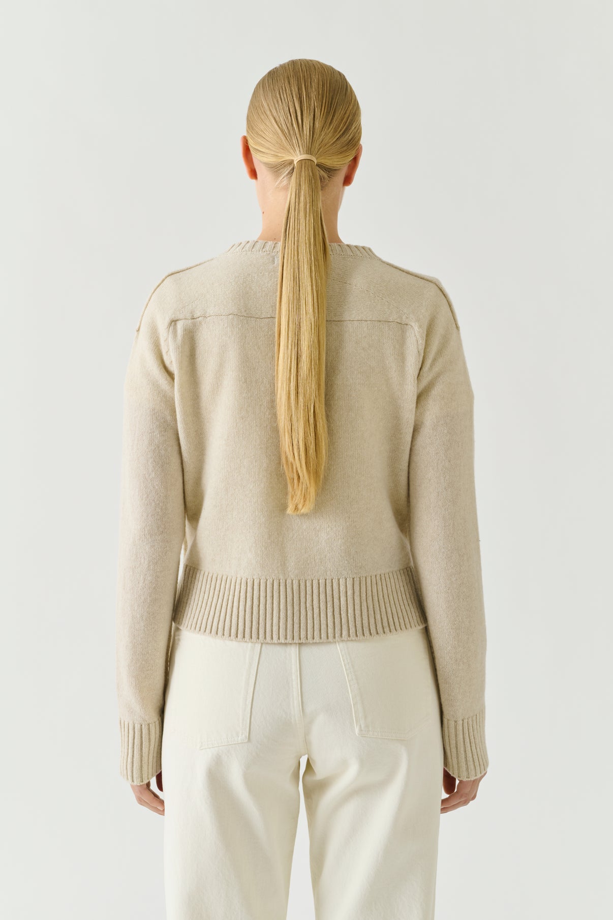 Cardigan Virginia - Écru Chiné - Laine Mérinos - Femme vue 2